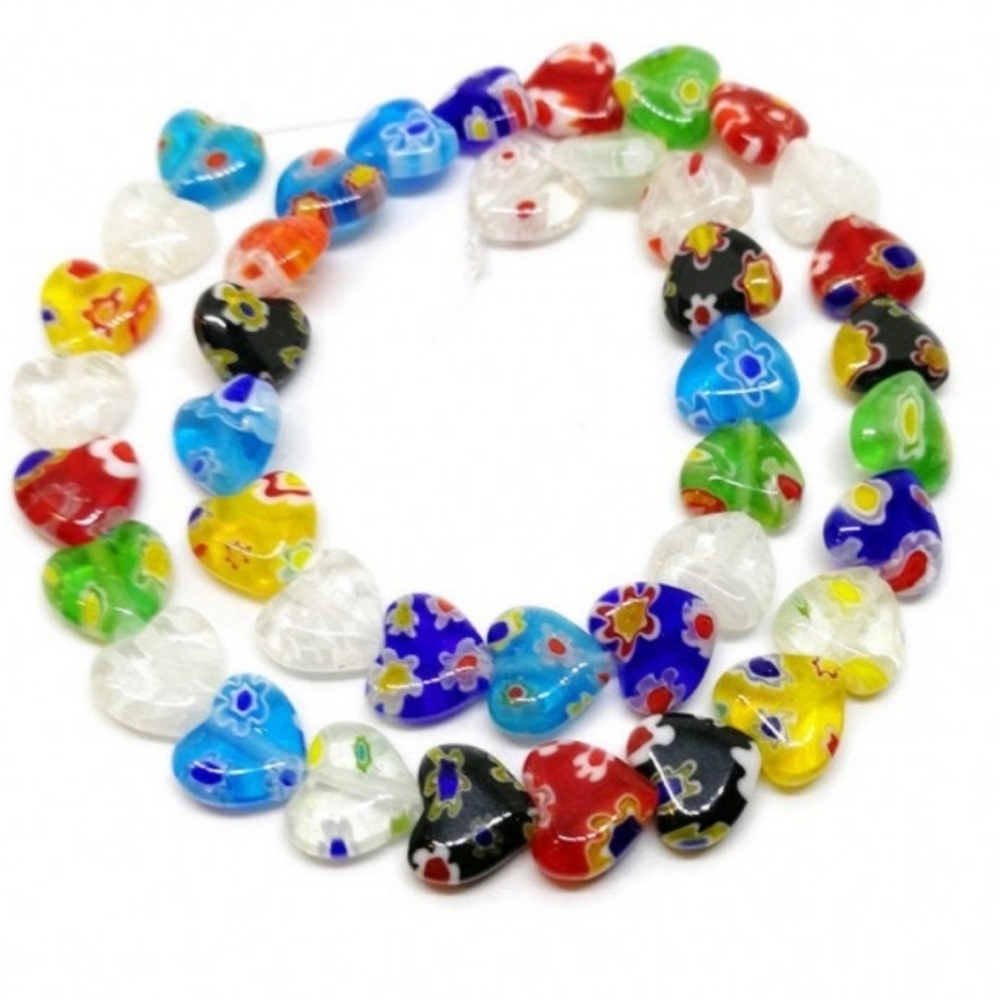 Millefiori Heart Beads